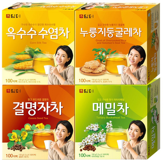 담터 옥수수수염차+누룽지둥굴레차+메밀차+결명자차 (400티백), 1개, 1.5g, 100티백