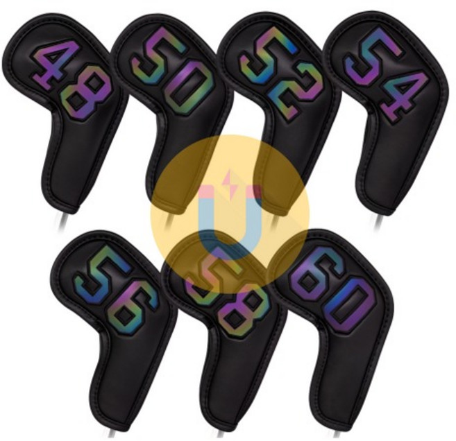 홀로그램 빅넘버 골프 아이언 자석 웨지커버 블랙 심플 48 50 52 54 56 58 60, 56도, 56도