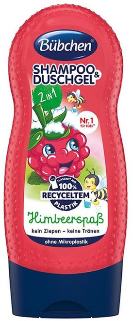 Bübchen 嬰兒洗髮沐浴乳 覆盆子口味 2in1 無淚配方, 1個, 230ml
