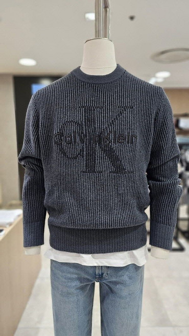 [백화점 정품] 캘빈클라인 진 공용 인타르시아 로고 크루넥 스웨터(4RD399G-WD7)