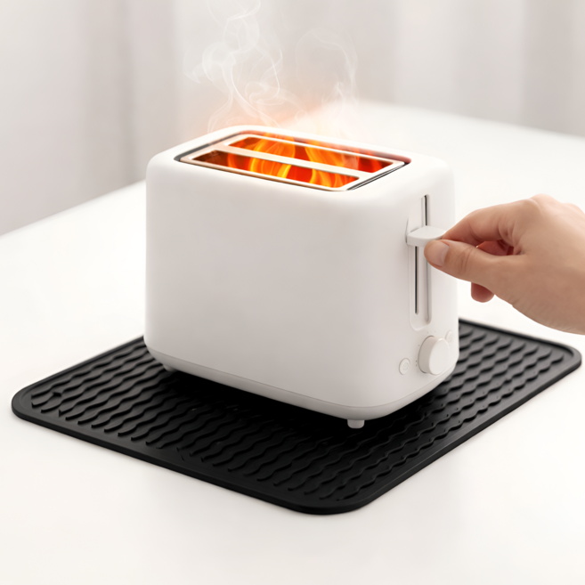 케이빅스 다용도 열차단 실리콘매트 받침대, 1개, 세미블랙