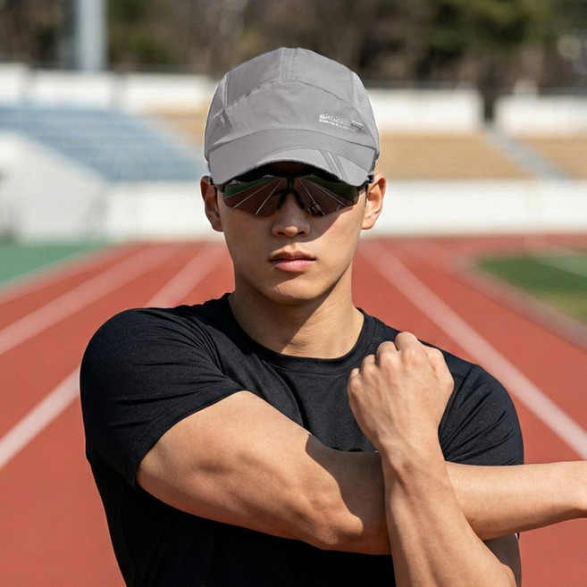 윈드러너 경량 메쉬 러닝 모자, 1개, 라이트그레이