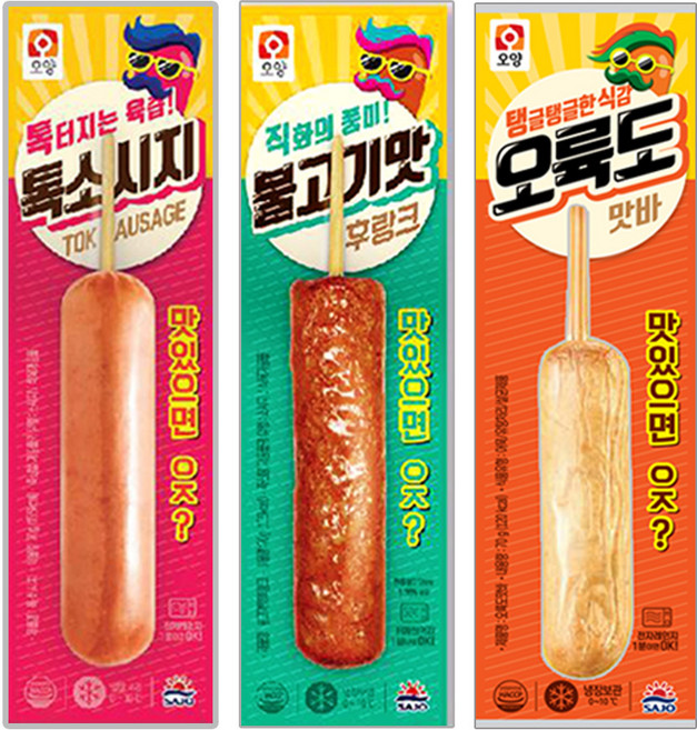 [퀴클리몰] 사조오양 핫바 3종(불고기맛 후랑크+오륙도맛바+톡소시지) x 4개 총 12개입, 70g, 12개