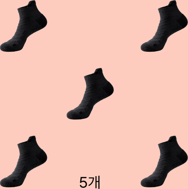 피피유피피 논슬립 완벽접지 런닝양말, 5개, 블랙