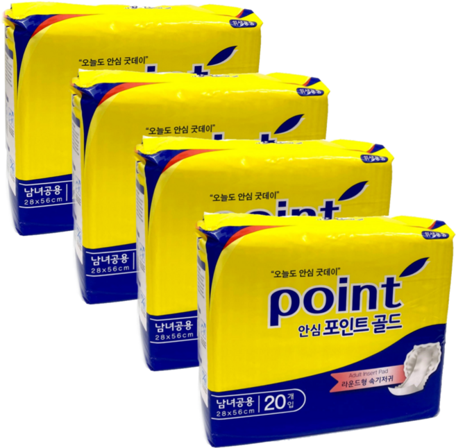 안심 포인트 골드 속기저귀 노랑 4팩80매 (공식판매처), 20개입, 4개