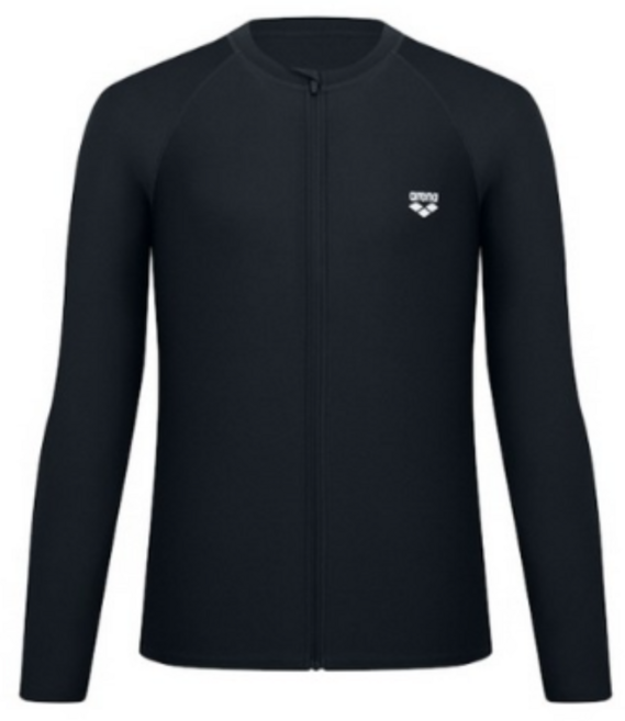 [국내매장판] 아레나 남성용 뉴웨이브 릴렉스핏 집업 래쉬가드 수영복 상의 블랙, BLACK