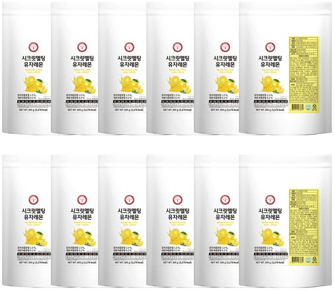 시크릿멜팅 무인 전용 무인카페 전용 유자레몬 파우더, 800g, 1박스, 12개입