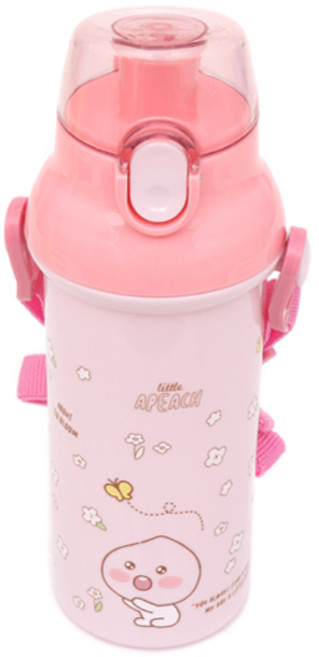 리틀프렌즈 물통 [원터치어깨끈-6106]-어피치핑크, 1개, 450ml, 리틀프렌즈-SN0395