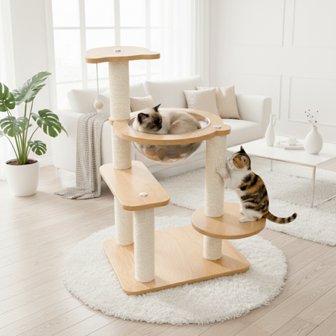 드리피 안정설계 본능충족 고양이 캣타워 스크래쳐, 1개, 우드원목
