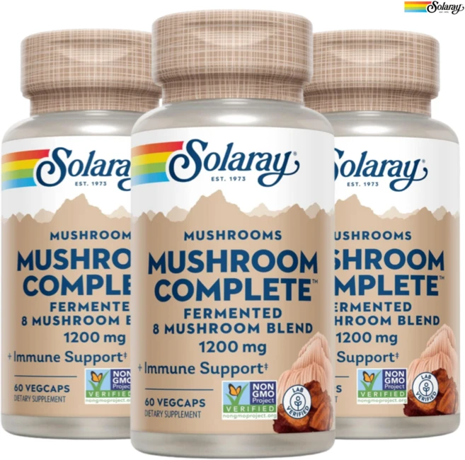 솔라레이 발효 버섯 컴플리트 혼합물 600mg 베지 캡슐 60정, 3개 - 쿠팡