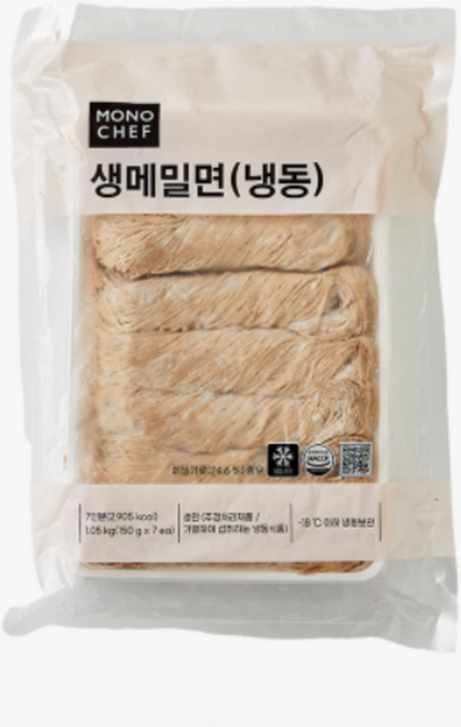 생메밀면 모노쉐프 1 050g(150g x 7ea) 생면 메밀면 소바 메밀소바 냉면 비빔면, 150g