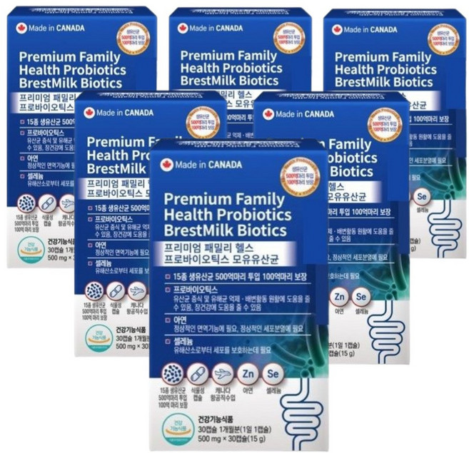 프리미엄 패밀리 헬스 프로 + 프리바이오틱스 모유유산균 포스트바이오틱스, 6개, 30회분