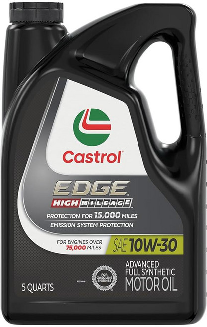 캐스트롤 EDGE 하이 마일리지 10W-30 어드밴스드 풀 합성 모터 오일 5쿼트, 5 Quarts