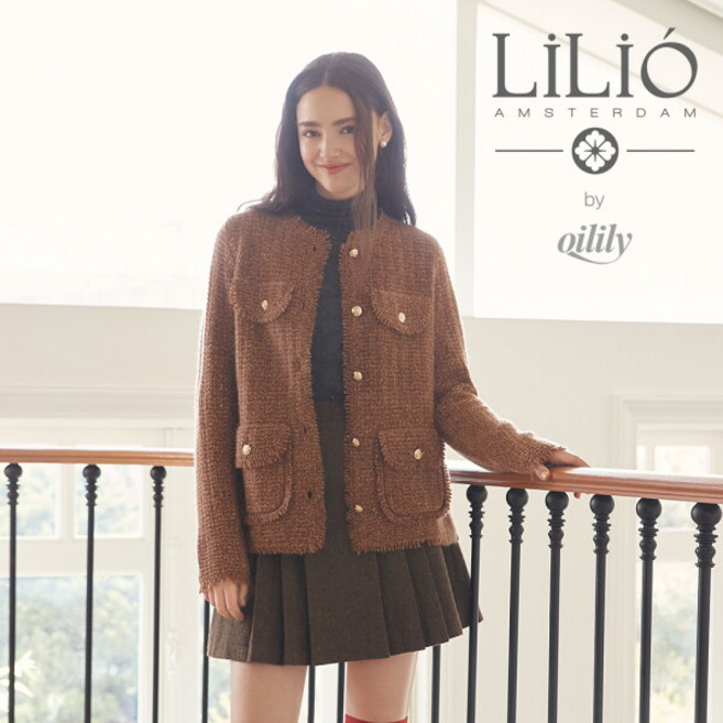 [릴리오] by 오일릴리 에센셜 퓨어 캐시미어100 시퀸 니트 자켓