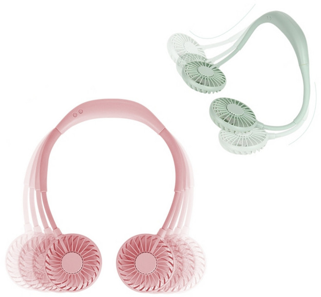 1+1 넥밴드선풍기 목선풍기 넥선풍기 최신형 목에거는 저소음 목걸이 핸디 소형 캠핑 넥풍기 미니 최신 깔롱팬 목풍기 휴대용 선풍기, 02.led 넥밴드선풍기(1+1) 색상랜덤