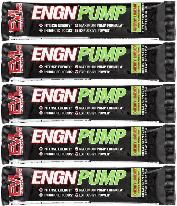 이블루션 Evlution Nutrition ENGN® Pump Cherry Limeade 5 Packets 0.32 oz 9 g Each, 이블루션 Evlution Nutrition, ENGN, 1, 9g - 쿠팡