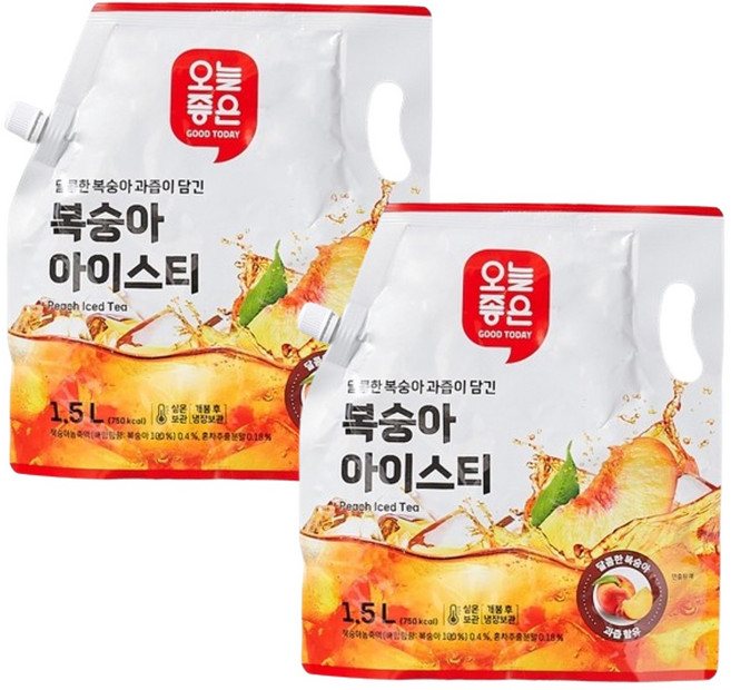 오늘좋은 복숭아 아이스티 기획 1.5L, 2개