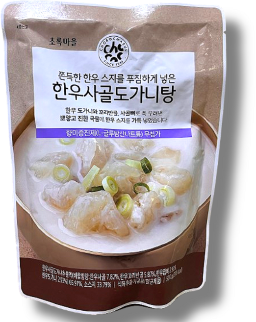 쫀득한 한우 스지를 푸짐하게 넣은 한우사골도가니탕 초록마을, 5개, 500g