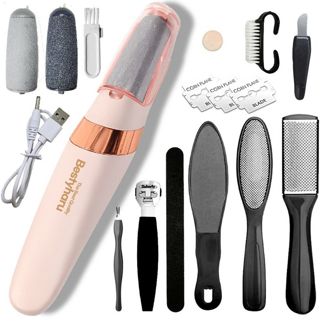 베스티하루 전동 발각질제거기 발각질제거 발바닥 뒤꿈치, 핑크