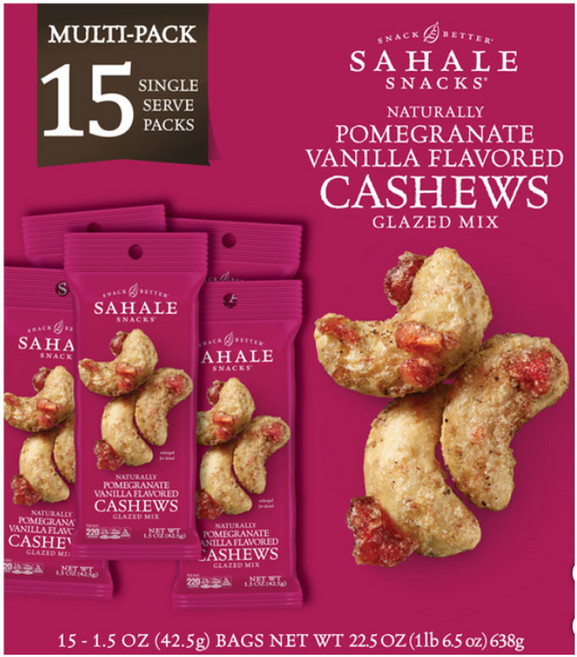 Sahale 사할리스낵 석류 바닐라 캐슈넛, 42.5g, 15개