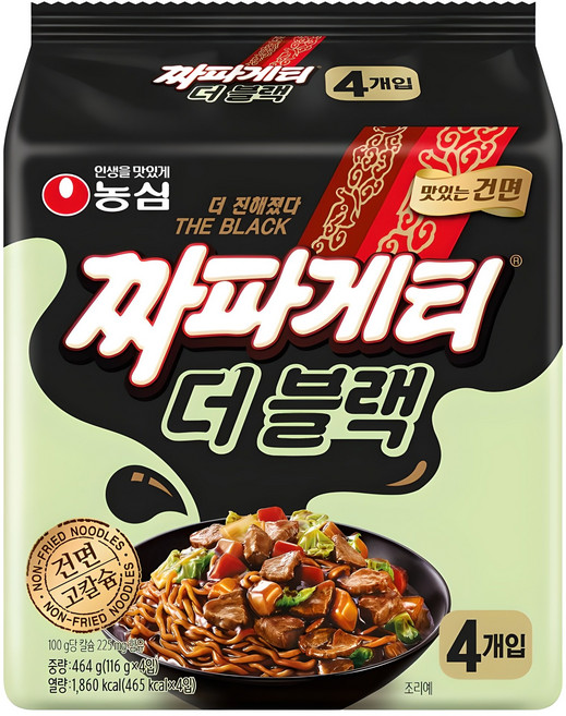 짜파게티 더 블랙 116g, 4개