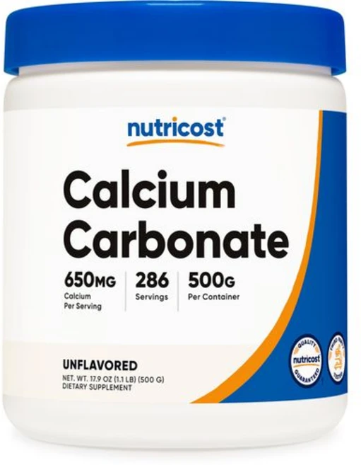 뉴트리코스트 탄산칼슘 분말 500g Nutricost Calcium Carbonate Powder 500 Grams, 17.64온스(1팩) - 쿠팡