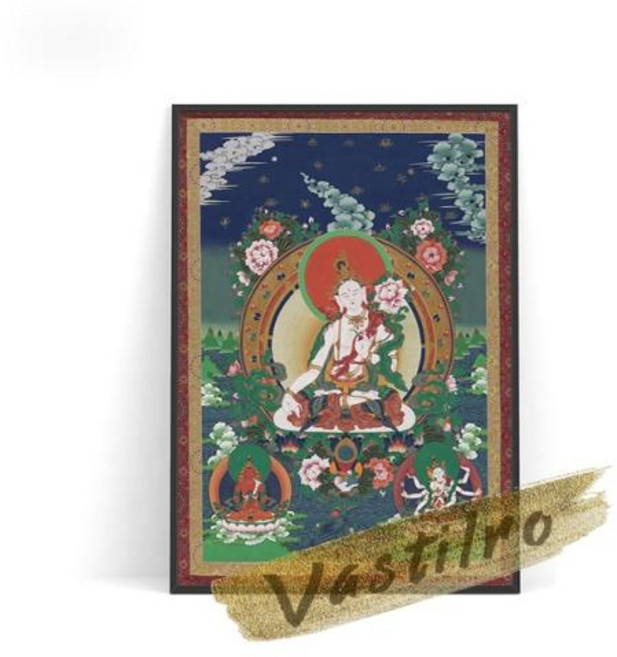 부처님 그림 신당 티베트 Thangkas 아트 인쇄 포스터 보살 초상화 캔버스 회화 종교 벽화 불교 홈 장식, 50x75cm No Frame, 04