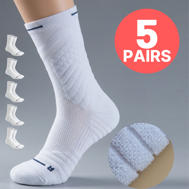 그로스픽 충격흡수 삼중쿠션 장목 러닝양말 5켤레 세트