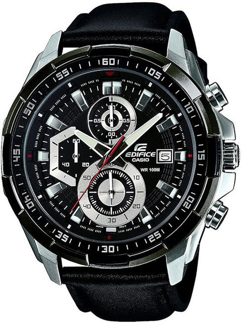카시오 에디피스 EDIFICE 100m 방수 크로노그래프 정품 가죽 벨트 EFR-539L-1AVUDF 남성 손목시계