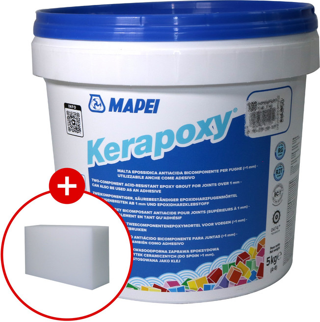 이태리 명품 줄눈 마페이 케라폭시 5kg 경화제+시공용 스펀지 포함, 케라폭시(111-실버그레이)
