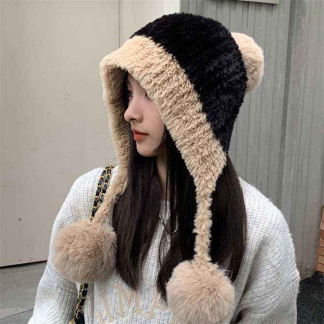 冬天帽子 毛帽女 毛毛帽 保暖帽 女生帽子 大頭圍毛帽 遮耳護耳帽子