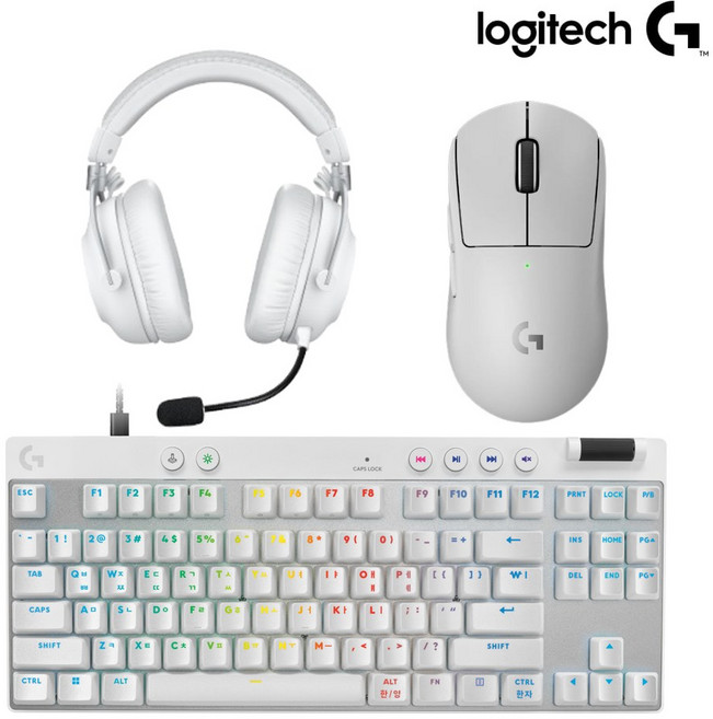 로지텍코리아 로지텍G PRO X SUPERLIGHT 2 + PRO X TKL RAPID + PRO X 2 무선 헤드셋 세트 지슈라2/래피드/X 2 헤드셋, 화이트 세트, G PRO X 3 SET