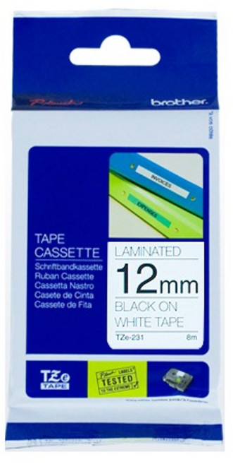 (brother) 브라더 라벨테이프 TZe-231 12mm 흰색바탕 검정글씨 Black on White tape, 1개, 1개