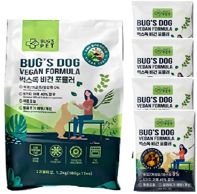 벅스독 벅스펫 비건포뮬러 1.2kg + 샘플 30g 4개, 1개, 닭+고구마 - 쿠팡