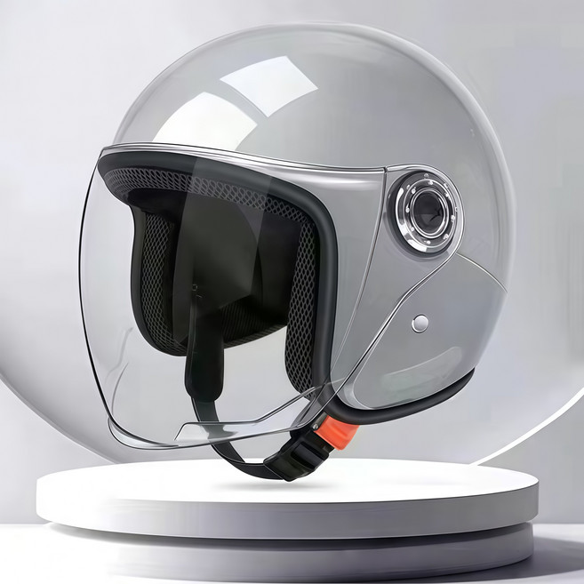 Mochae 오토바이 헬멧 스쿠터 가벼운 오픈페이스 소두핏 초경량 바이크헬멧 오토바이 킥보드 클래식 반모 헬멧, 그레이, 1개