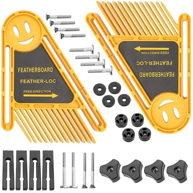 2팩 True Flex Featherboard - 조정 가능한 이중 깃털 Loc 보드 목공 안전 가이드 테이블 톱 푸시 블록, 01 Yellow Set, 1개