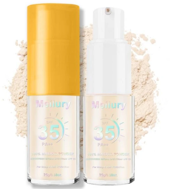 두피 및 모발용 미네랄 자외선 차단제 파우더 0.71온스. SPF 35 PA++ 넓은 스펙트럼 차단 가볍고 기름지지 않으며 동물 실험을 하지 않는 포뮬러 (1개), 1개 - 쿠팡