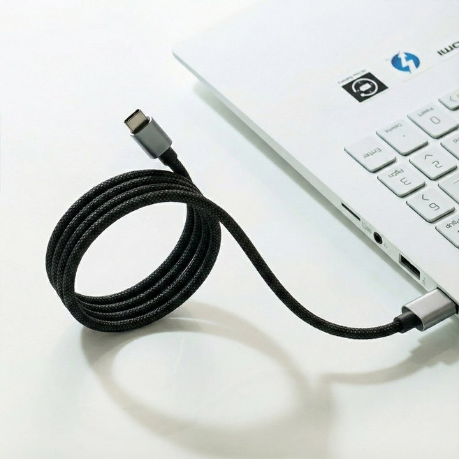 브로스 돌돌 수납 마그네틱 고속 충전 케이블 65W C to C, 1개, 블랙, 100cm