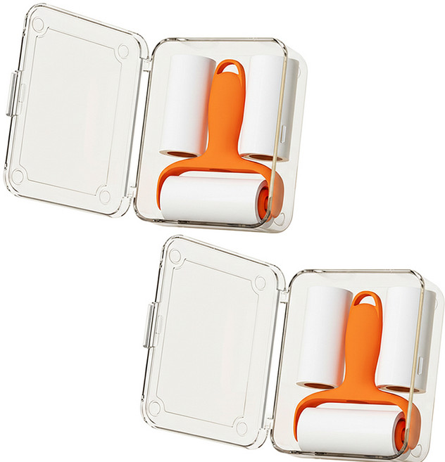 아킴 휴대용 핸디형 초초강력 먼지제거 털제거 사선커팅 미니찍찍이 돌돌이 테이프, 2개