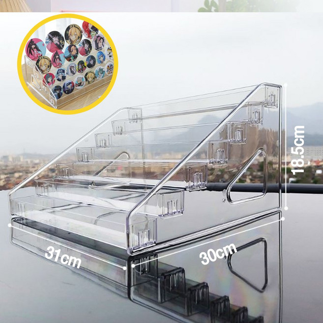 마켓피아 코인 메달 뱃지 피규어 보관함 계단식 아크릴 진열대, 투명, 7세트