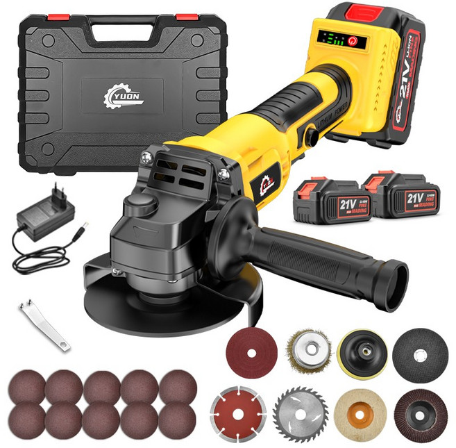 YUON 독일 21V 무선 4인치 핸드 그라인더 풀세트, 1개