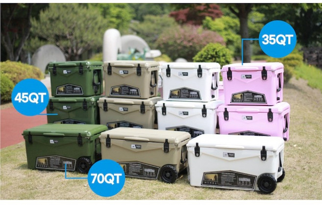 아이스쿨러 35쿼터 캠핑쿨러 아이스박스 피믹 하드쿨러 대형 로토몰드, 올리브그린, 66.2L