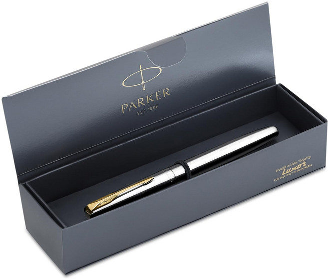 Parker Frontier Stainless Steel Gold Trim Fountain Pen