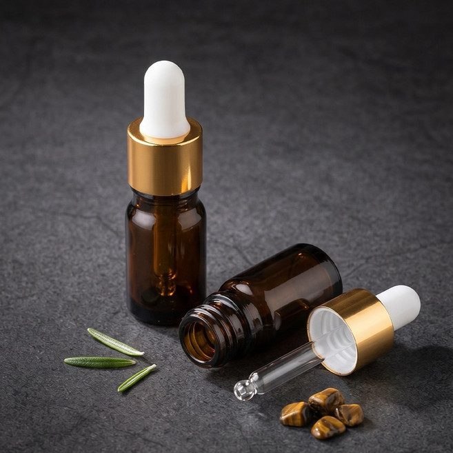 향수용기 골드 뚜껑 스포이드 브라운 공병 5ml, 1개