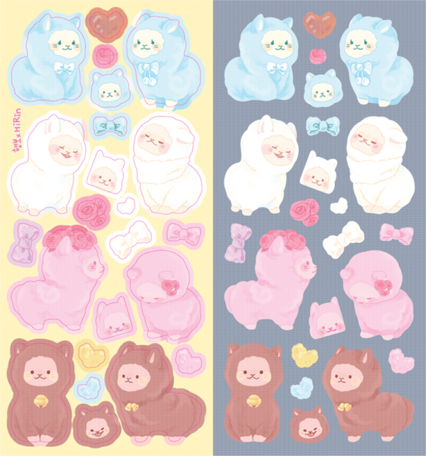 알파카 씰스티커 [히린] 귀여운 파스텔 동물 캐릭터 폴라로이드 탑로더 꾸미기 스티커