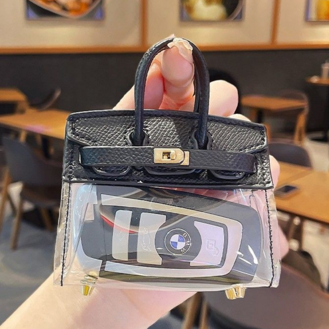 더하임 미니 토트백 자동차 키 에어팟 투명 버킨백 파우치 키홀더