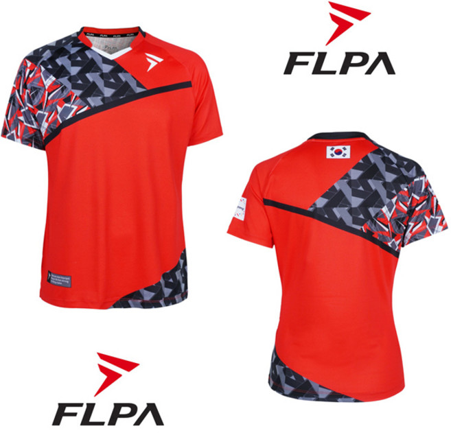 플라이파워 플파 티셔츠 배드민턴 반팔 상의 레드 TA-21208RD 남성 여성 배드민턴복