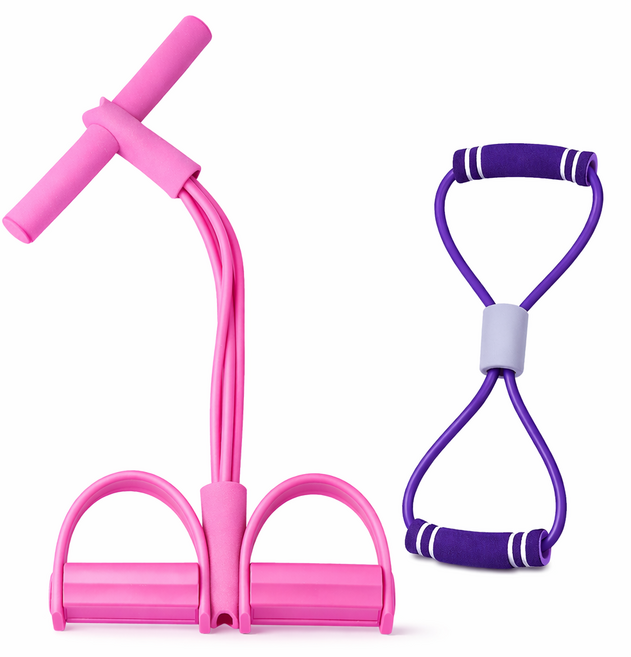 리리론스 홈트 전신 운동밴드 세트 로잉밴드 4줄 튜빙밴드 8자 밴드 스트레칭 다이어트 근력운동, 로잉밴드 퍼플+8자밴드 랜덤색상, 1개