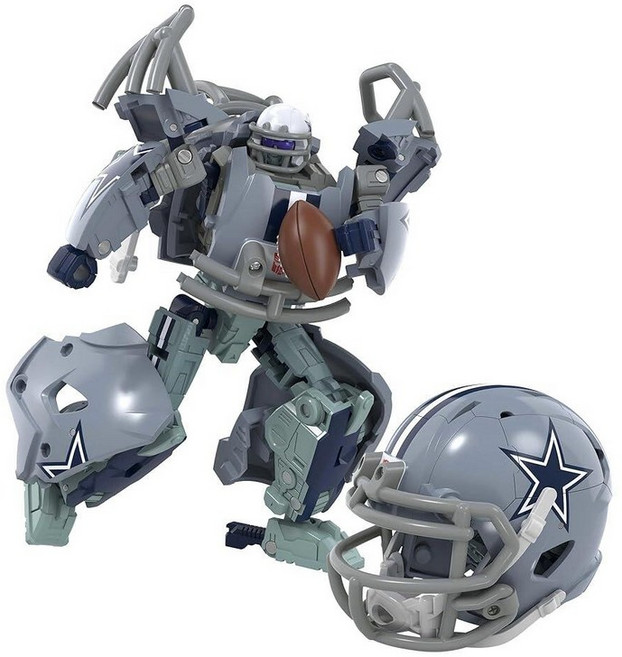 Transformers NFL 달라스 카우보이 스타블리츠 14.9cm(5.5인치) 액션 피규어 로봇에서 헬멧으로 변경 만 8세 이상 축구 장난감, Dallas Cowboys