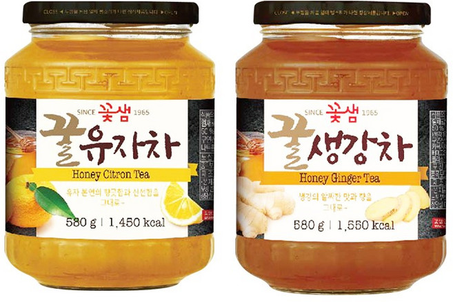 꽃샘 꿀유자차 + 꿀생강차, 2개입